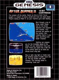 Box back cover for After Burner 2 on the Sega Genesis.
