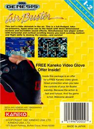 Box back cover for Air Buster on the Sega Genesis.