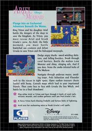 Box back cover for Ariel the Little Mermaid on the Sega Genesis.