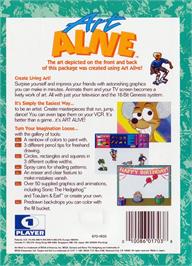 Box back cover for Art Alive! on the Sega Genesis.