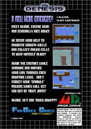 Box back cover for Aworg - Hero In The Sky on the Sega Genesis.