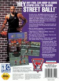 Box back cover for Barkley Shut Up And Jam! on the Sega Genesis.