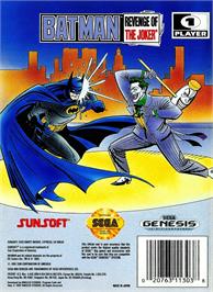 Box back cover for Batman - Revenge Of The Joker on the Sega Genesis.