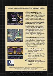 Box back cover for Batman Returns on the Sega Genesis.