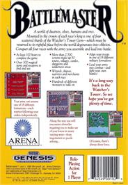 Box back cover for Battlemaster on the Sega Genesis.