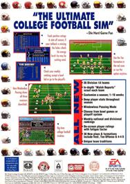 Box back cover for Bill Walsh College Football 95 on the Sega Genesis.