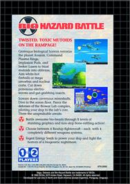 Box back cover for Bio-Hazard Battle on the Sega Genesis.