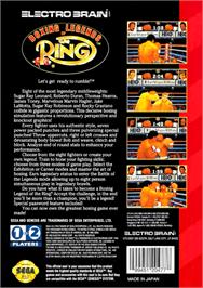 Box back cover for Boxing Legends of the Ring on the Sega Genesis.