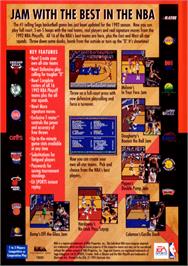 Box back cover for Bulls vs. Blazers and the NBA Playoffs on the Sega Genesis.