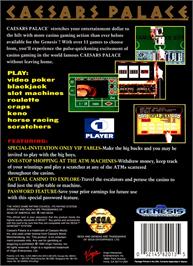Box back cover for Caesars Palace on the Sega Genesis.