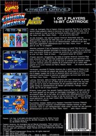 Box back cover for Captain America and The Avengers on the Sega Genesis.