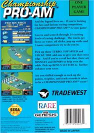 Box back cover for Championship Pro-Am on the Sega Genesis.