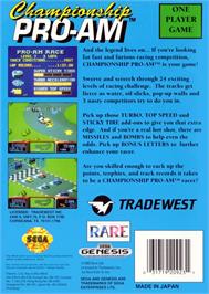 Box back cover for Championship Pro-am on the Sega Genesis.
