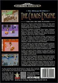 Box back cover for Chaos Engine, The on the Sega Genesis.
