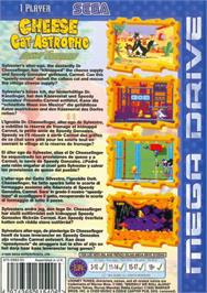 Box back cover for Cheese Cat-Astrophe starring Speedy Gonzales on the Sega Genesis.