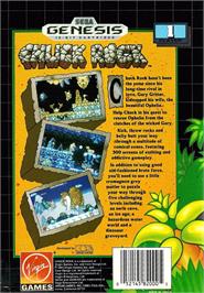 Box back cover for Chuck Rock on the Sega Genesis.