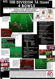 Box back cover for College Football Usa 96 on the Sega Genesis.