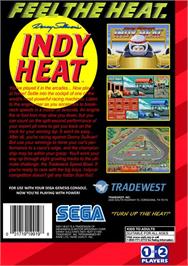 Box back cover for Danny Sullivan's Indy Heat on the Sega Genesis.