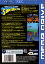 Box back cover for Death and Return of Superman, The on the Sega Genesis.