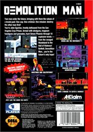 Box back cover for Demolition Man on the Sega Genesis.