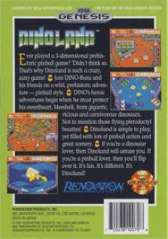 Box back cover for Dino Land on the Sega Genesis.