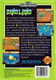 Box back cover for Dino Land on the Sega Genesis.