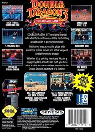 Box back cover for Double Dragon 3 - The Arcade Game on the Sega Genesis.