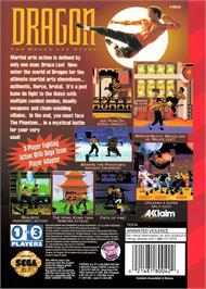 Box back cover for Dragon - The Bruce Lee Story on the Sega Genesis.