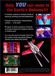 Box back cover for Earth Defense on the Sega Genesis.