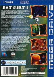 Box back cover for Earthworm Jim on the Sega Genesis.
