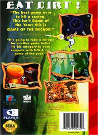 Box back cover for Earthworm Jim on the Sega Genesis.