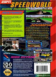 Box back cover for Espn Speedworld on the Sega Genesis.