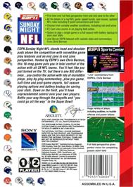 Box back cover for Espn Sunday Night Nfl on the Sega Genesis.