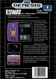 Box back cover for Eswat - City Under Siege on the Sega Genesis.