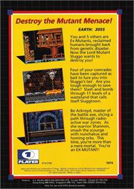 Box back cover for Ex-Mutants on the Sega Genesis.