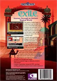 Box back cover for Exile on the Sega Genesis.