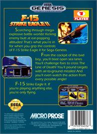 Box back cover for F-15 Strike Eagle 2 on the Sega Genesis.