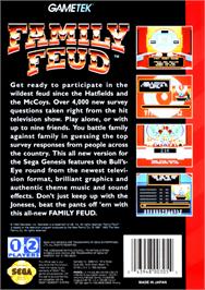 Box back cover for Family Feud on the Sega Genesis.
