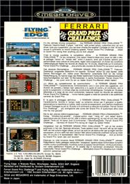 Box back cover for Ferrari Grand Prix Challenge on the Sega Genesis.