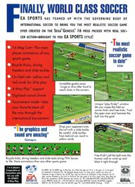 Box back cover for Fifa International Soccer on the Sega Genesis.