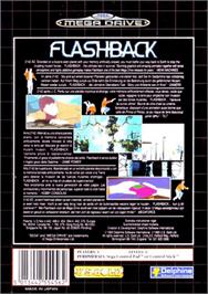 Box back cover for Flashback on the Sega Genesis.