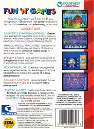Box back cover for Fun 'n' Games on the Sega Genesis.
