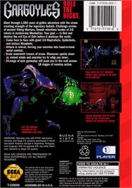 Box back cover for Gargoyles on the Sega Genesis.
