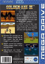Box back cover for Golden Axe III on the Sega Genesis.