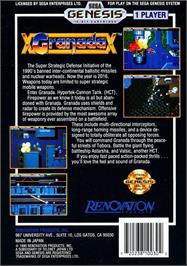 Box back cover for Granada on the Sega Genesis.
