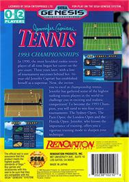 Box back cover for Grandslam - The Tennis Tournament '92 on the Sega Genesis.