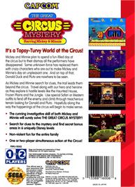 Box back cover for Great Circus Mystery Starring Mickey And Minnie, The on the Sega Genesis.