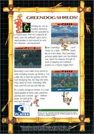 Box back cover for Greendog: The Beached Surfer Dude on the Sega Genesis.