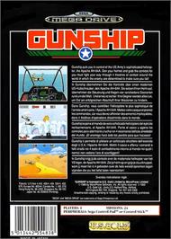 Box back cover for Gunship on the Sega Genesis.