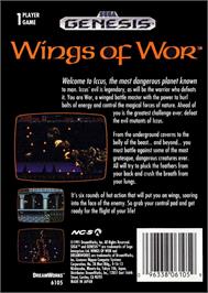 Box back cover for Gynoug on the Sega Genesis.